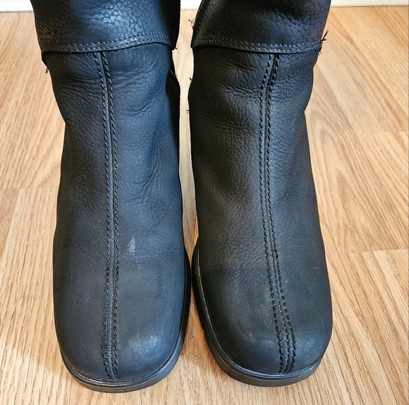 Anfibio Women's Moto Mid Calf Leather Biker Square Toe Black Boho Boots Size 37. - Picture 9 of 15